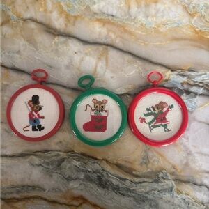 Set of Three Cross-Stitch Ornaments